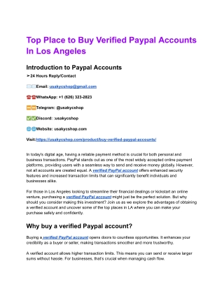 Top Place to Buy Verified Paypal Accounts In Los Angeles (1)