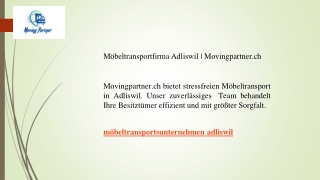Möbeltransportfirma Adliswil Movingpartner.ch