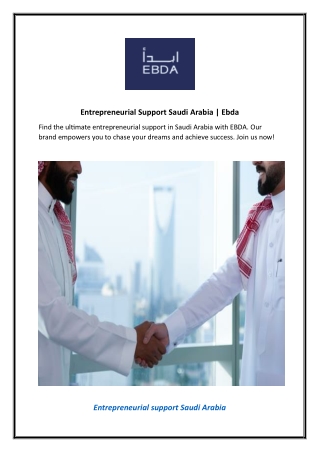 Entrepreneurial Support Saudi Arabia  Ebda