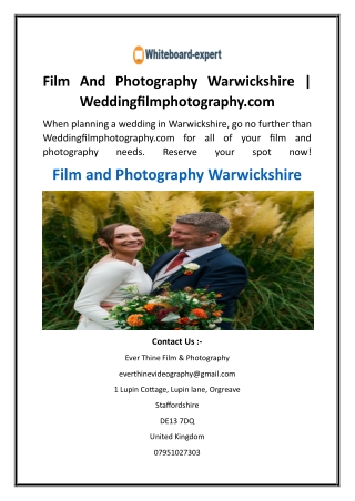 Film And Photography Warwickshire  Weddingfilmphotography.com