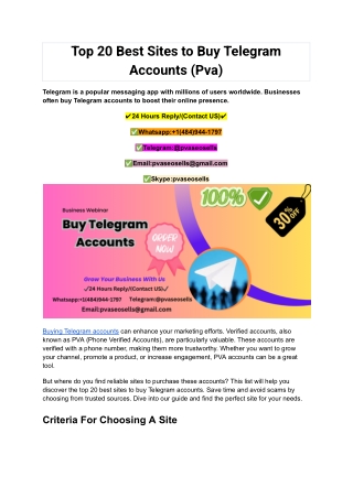 Top 17 Best Sites to Buy Telegram Accounts (Pva)