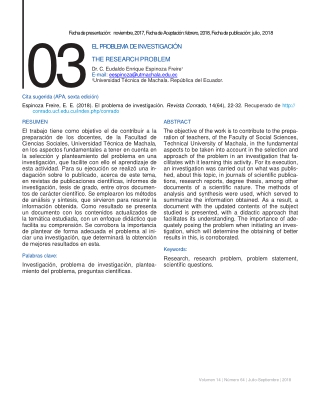 Lectura obligatoria. El problema de la investigación