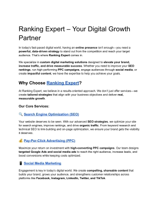 Ranking Expert – Your Digital Growth Partner