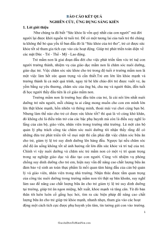 Sáng kiến kinh nghiệm Một số biện pháp nâng cao chất lượng bữa ăn giảm tỷ lệ trẻ suy dinh dưỡng