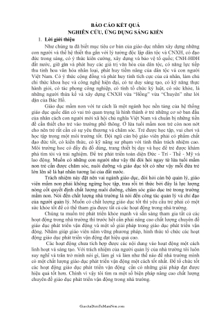 SKKN Một số biện pháp nâng cao chất lượng chuyên đề giáo dục phát triển vận động