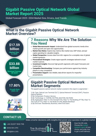 Gigabit Passive Optical Network Market Report 2025- Size And Future Trends