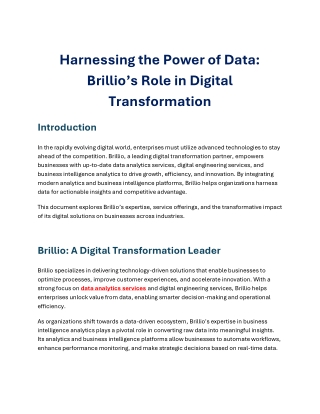 Harnessing the Power of Data - Brillio’s Role in Digital Transformation