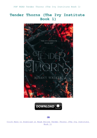 PDF READ Tender Thorns (The Ivy Institute Book 1)