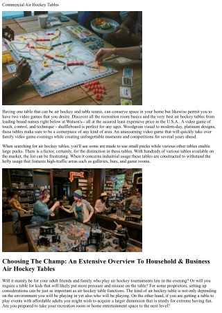 Industrial Air Hockey Tables