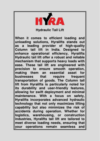 Gas Cylinder Tail Lift