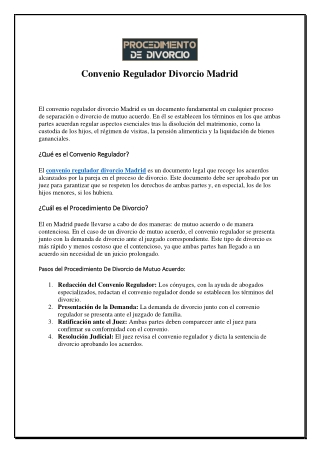 Convenio Regulador Divorcio Madrid