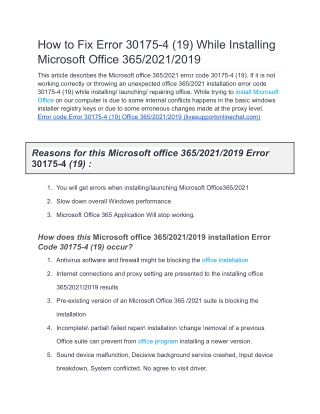 How to Fix Error 30175-4 (19) While Installing Microsoft Office 365/2021/2019