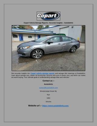 Copart Vehicle Damage Reports | Accurate Insights - Autobidinfo