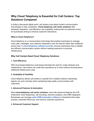 Why Cloud Telephony is Essential for Call Centers_ Top Solutions Compared