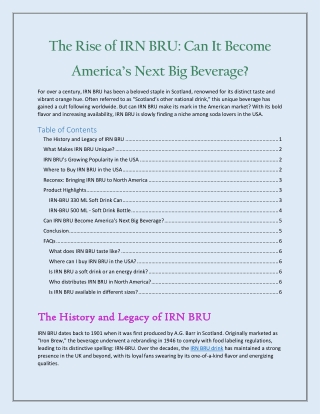 The Rise of IRN BRU Can It Become America’s Next Big Beverage