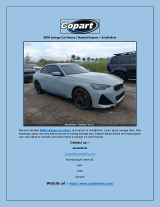 BMW Salvage Car History | Detailed Reports - AutoBidInfo