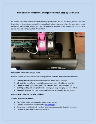 How to Fix HP Printer Ink Cartridge Problems