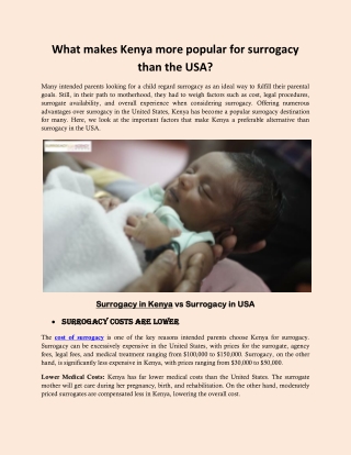 What makes Kenya more popular for surrogacy than the USA?