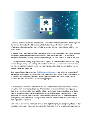 CCIE Data Center Training in Bangalore