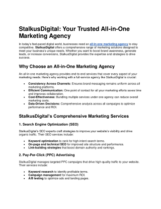 StalkusDigital – Your All-in-One Marketing Agency for Success