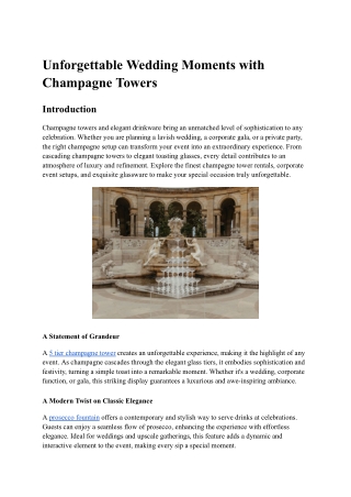 Unforgettable Wedding Moments with Champagne Towers