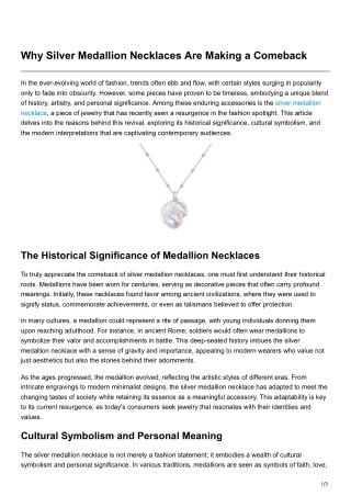 Why Silver Medallion Necklaces Are Making a Comeback