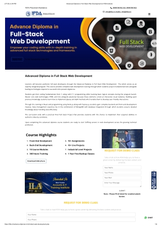 Advanced Diploma in Full Stack Web Development at IFDA Institute