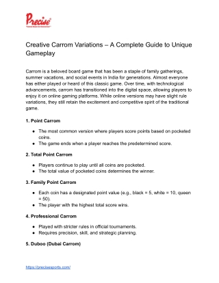 Creative Carrom Variations – A Complete Guide to Unique Gameplay