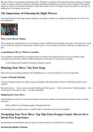 Navigating Your Next Move: Top Tips from Orange County Movers for a Stress-Free