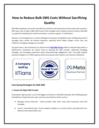 How to Reduce Bulk SMS Costs Without Sacrificing Quality