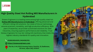 High Quality Steel Hot Rolling Mill Manufacturers in Hyderabad