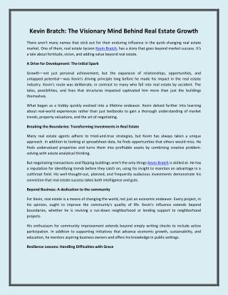 Kevin Bratch The Visionary Mind Behind Real Estate Growth