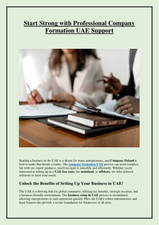 Start Strong with Professional Company Formation UAE Support