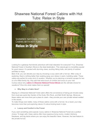 Shawnee National Forest Cabins with Hot Tubs_ Relax in Style