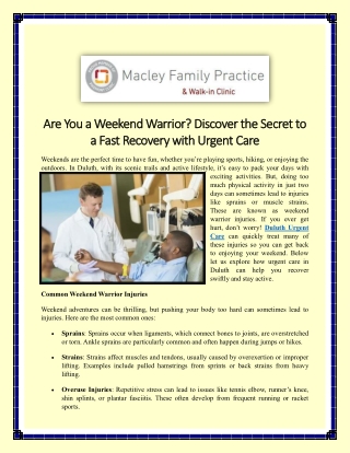 Are You a Weekend Warrior Discover the Secret to a Fast Recovery with Urgent Care