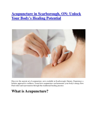 Acupuncture near Scarborough,ON