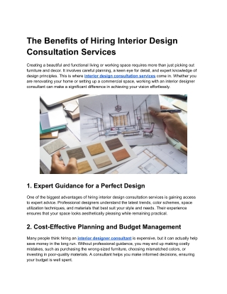 The Benefits of Hiring Interior Design Consultation Services