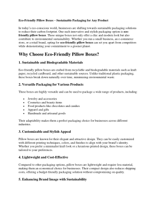 Eco-Friendly Pillow Boxes – Sustainable Packaging for Any Product