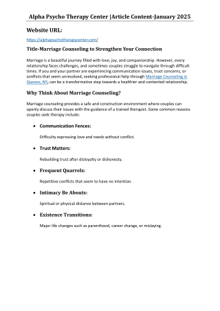 Marriage Counseling to Strengthen Your Connection