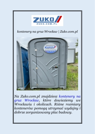 kontenery na gruz Wrocław | Zuko.com.pl