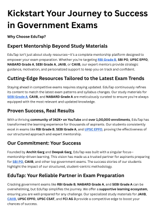 Kickstart Your Journey to Success in Government Exams