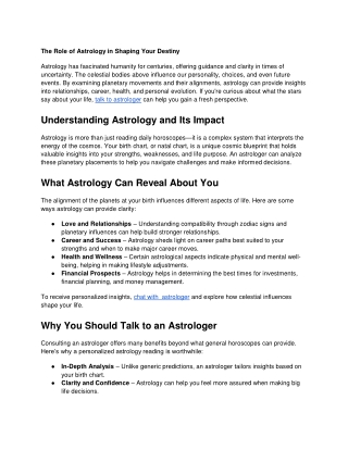 The Role of Astrology in Shaping Your Destiny