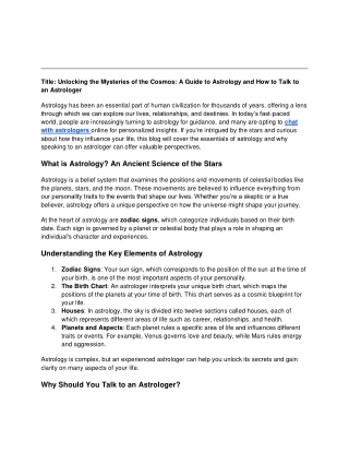 Unlocking the Mysteries of the Cosmos: A Guide to Astrology and How to Talk to