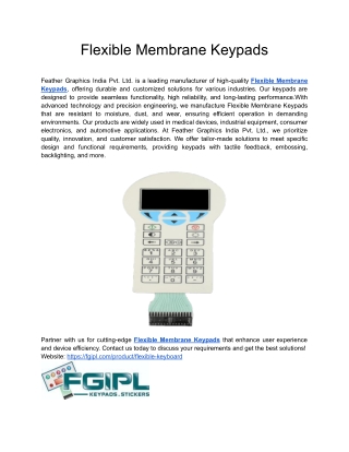 Flexible Membrane Keypads