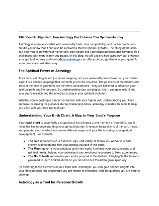 Cosmic Alignment: How Astrology Can Enhance Your Spiritual Journey