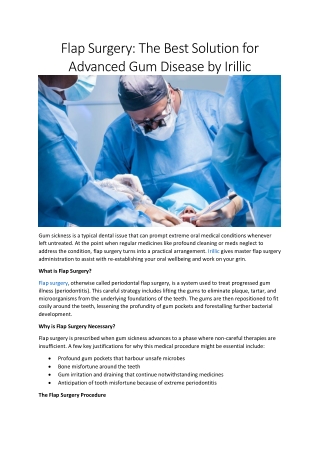 Flap Surgery: Expert Gum Disease Treatment by Irillic