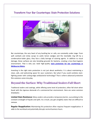 Transform Your Bar Countertops: Stain Protection Solutions