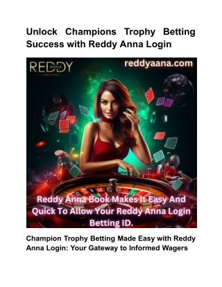 Unlock Champions Trophy Betting Success with Reddy Anna Login