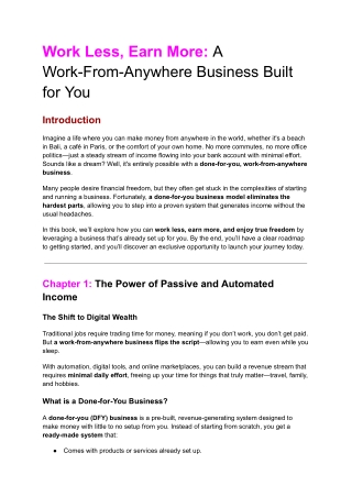 Work Less Earn More: A Work-From-Anywhere Business Built For You