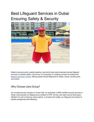 Best Lifeguard Services in Dubai